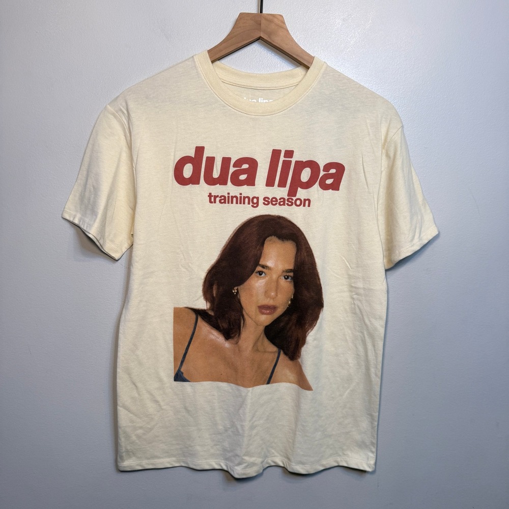 Dua Lipa Training Season Graphic Short Sleeve T-Shirt Size X-Large 14 Tan Cream